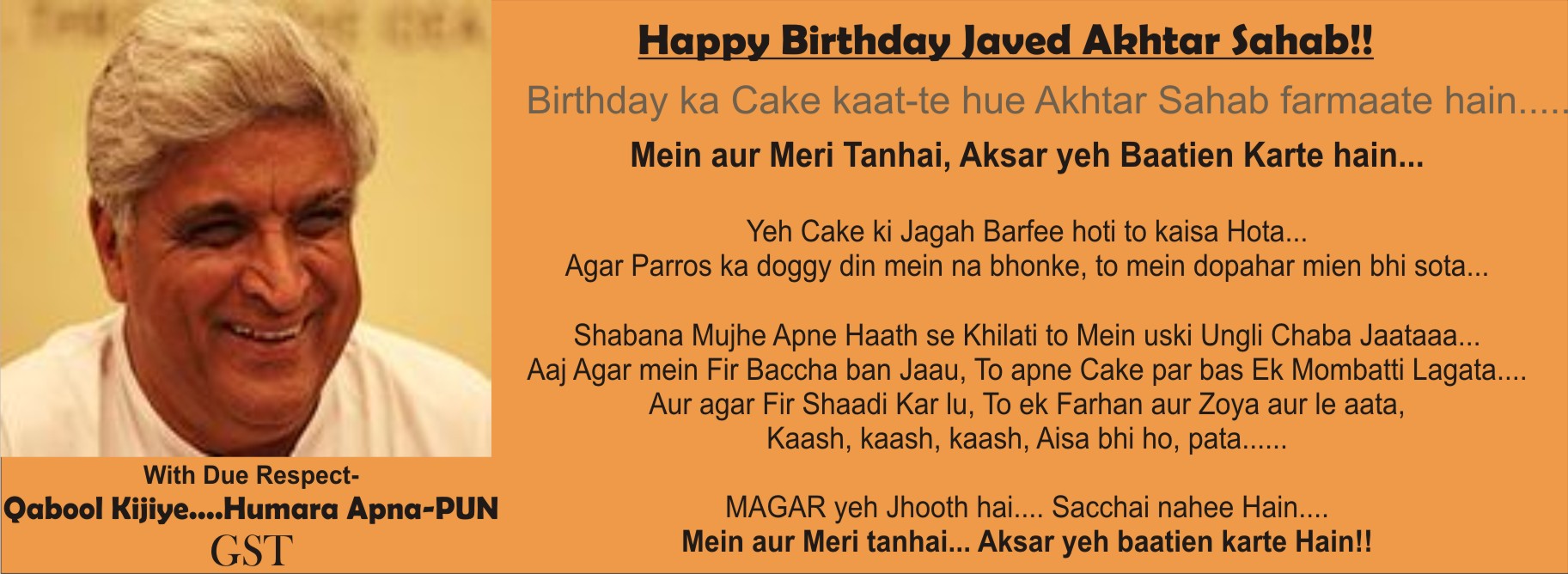 Javed Akhtar birthday!!.